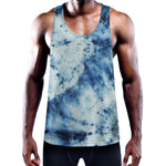 White And Blue Tie Dye Print Training Tank Top