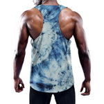 White And Blue Tie Dye Print Training Tank Top