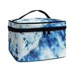 White And Blue Tie Dye Print Travel Makeup Bag