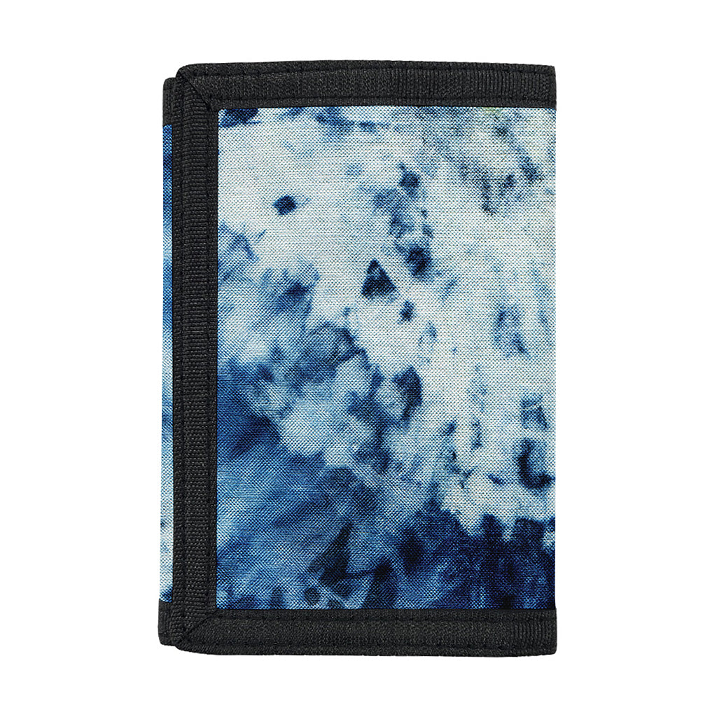 White And Blue Tie Dye Print Trifold Wallet