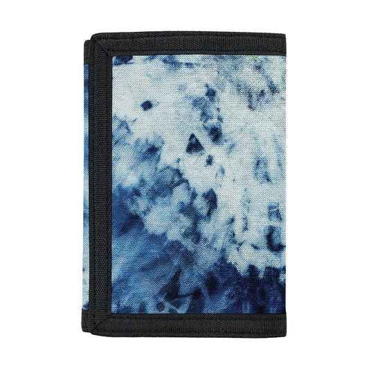 White And Blue Tie Dye Print Trifold Wallet