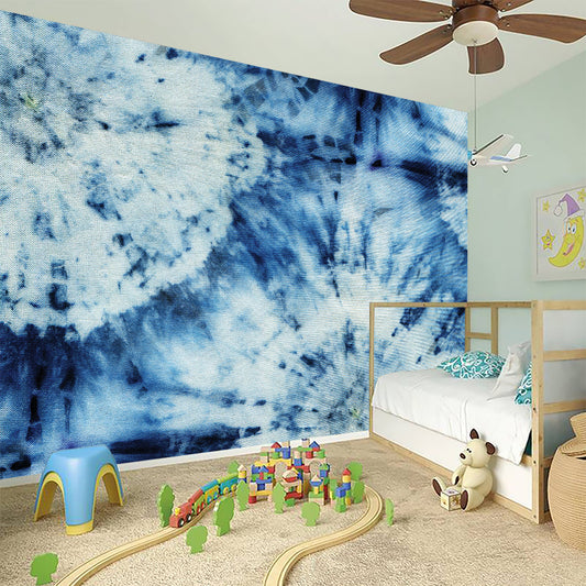 White And Blue Tie Dye Print Wall Sticker