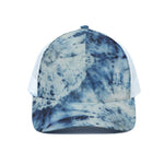 White And Blue Tie Dye Print White Mesh Trucker Cap