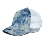 White And Blue Tie Dye Print White Mesh Trucker Cap