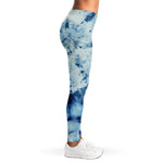 White And Blue Tie Dye Print Women's Leggings