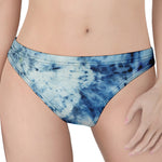 White And Blue Tie Dye Print Women's Thong