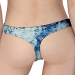 White And Blue Tie Dye Print Women's Thong