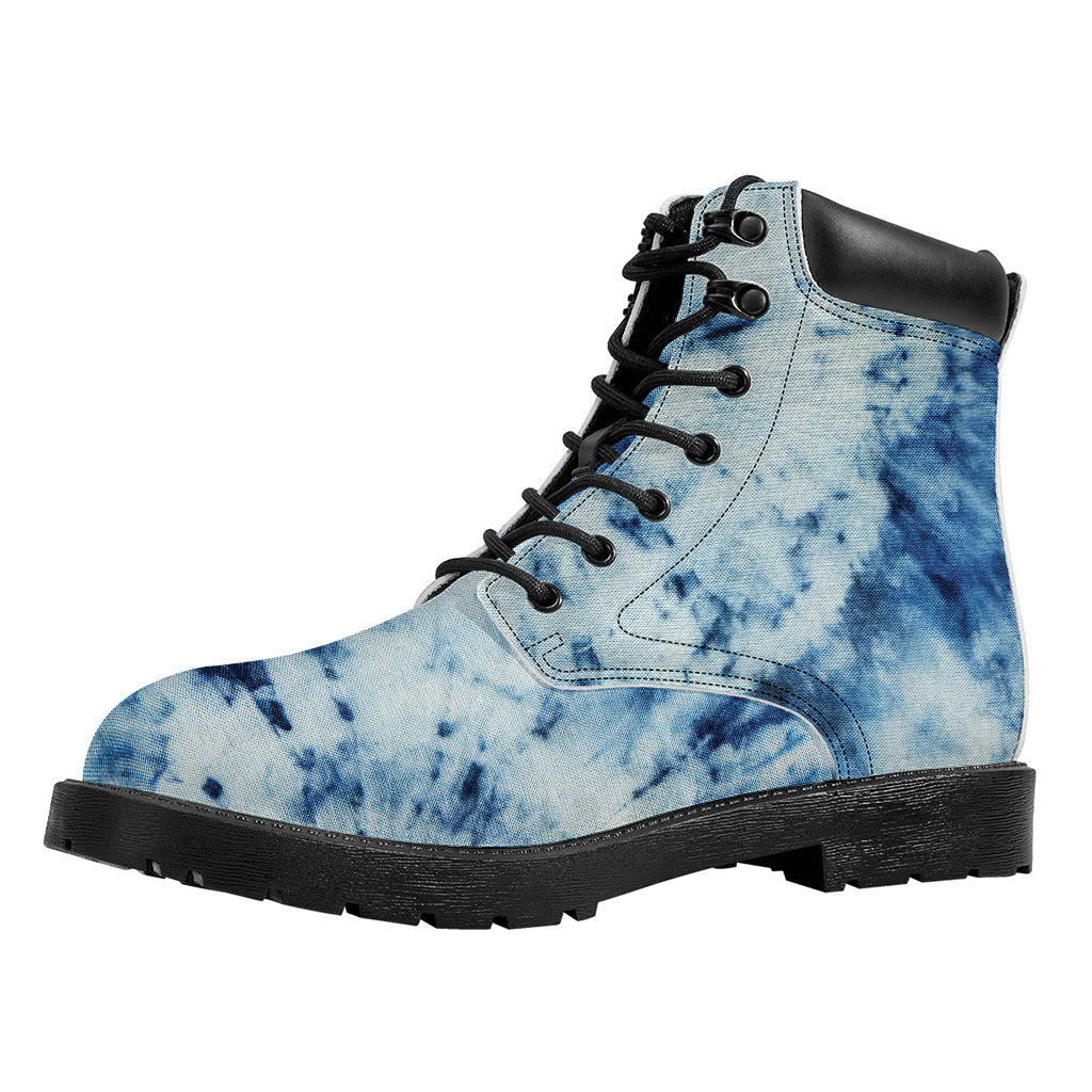 White And Blue Tie Dye Print Work Boots