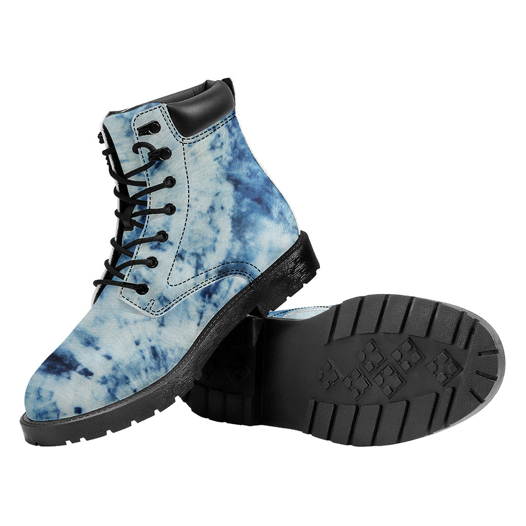 White And Blue Tie Dye Print Work Boots