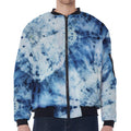 White And Blue Tie Dye Print Zip Sleeve Bomber Jacket