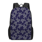 White And Blue Turtle Pattern Print 17 Inch Backpack