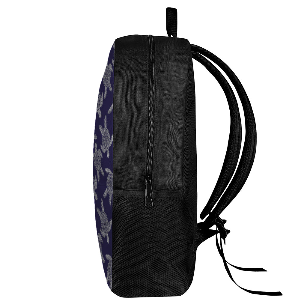 White And Blue Turtle Pattern Print 17 Inch Backpack