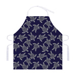 White And Blue Turtle Pattern Print Adjustable Apron