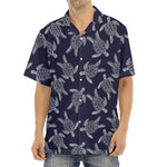 White And Blue Turtle Pattern Print Aloha Shirt