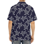 White And Blue Turtle Pattern Print Aloha Shirt