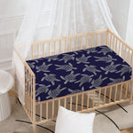 White And Blue Turtle Pattern Print Baby Crib Sheet