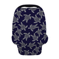 White And Blue Turtle Pattern Print Baby Seat Cover