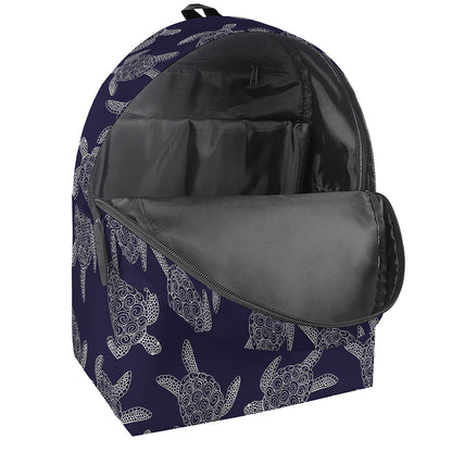 White And Blue Turtle Pattern Print Backpack