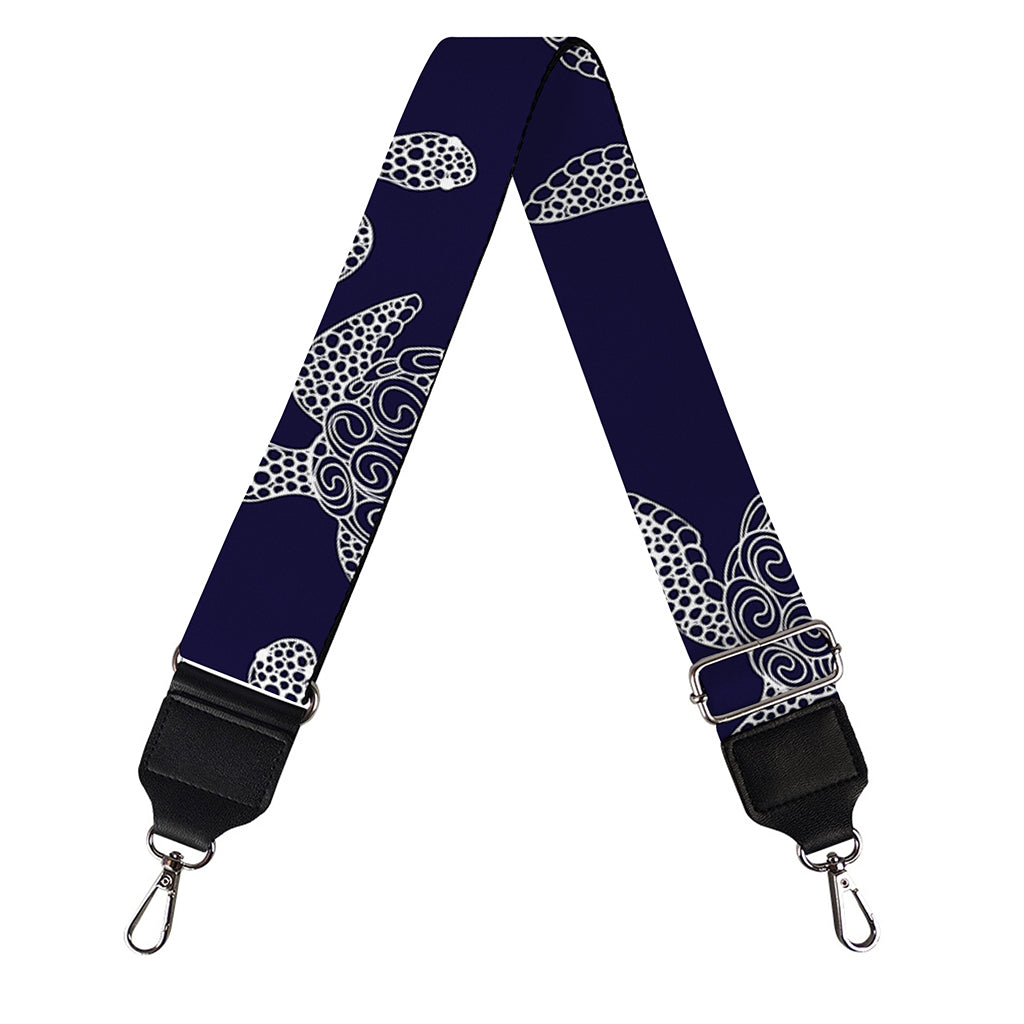 White And Blue Turtle Pattern Print Bag Strap