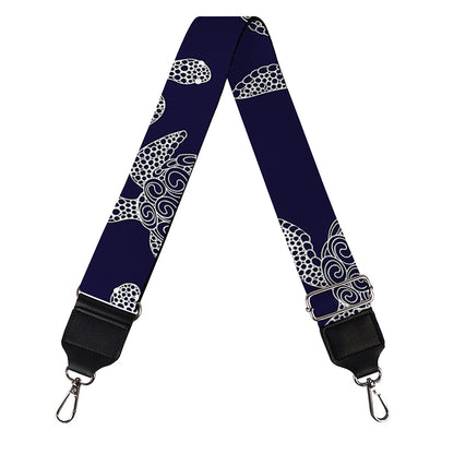 White And Blue Turtle Pattern Print Bag Strap