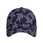 White And Blue Turtle Pattern Print Baseball Cap