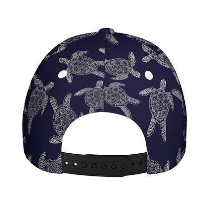 White And Blue Turtle Pattern Print Baseball Cap