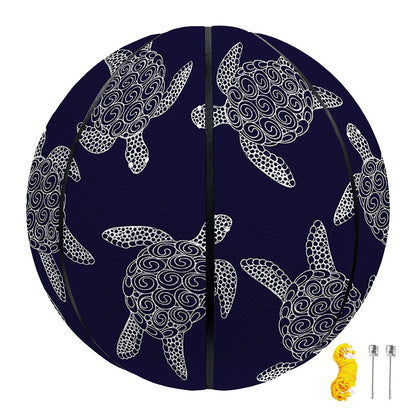 White And Blue Turtle Pattern Print Basketball