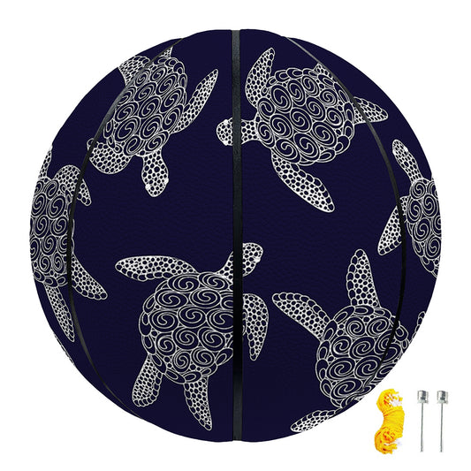 White And Blue Turtle Pattern Print Basketball