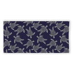 White And Blue Turtle Pattern Print Beach Towel