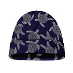 White And Blue Turtle Pattern Print Beanie