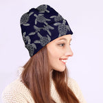 White And Blue Turtle Pattern Print Beanie