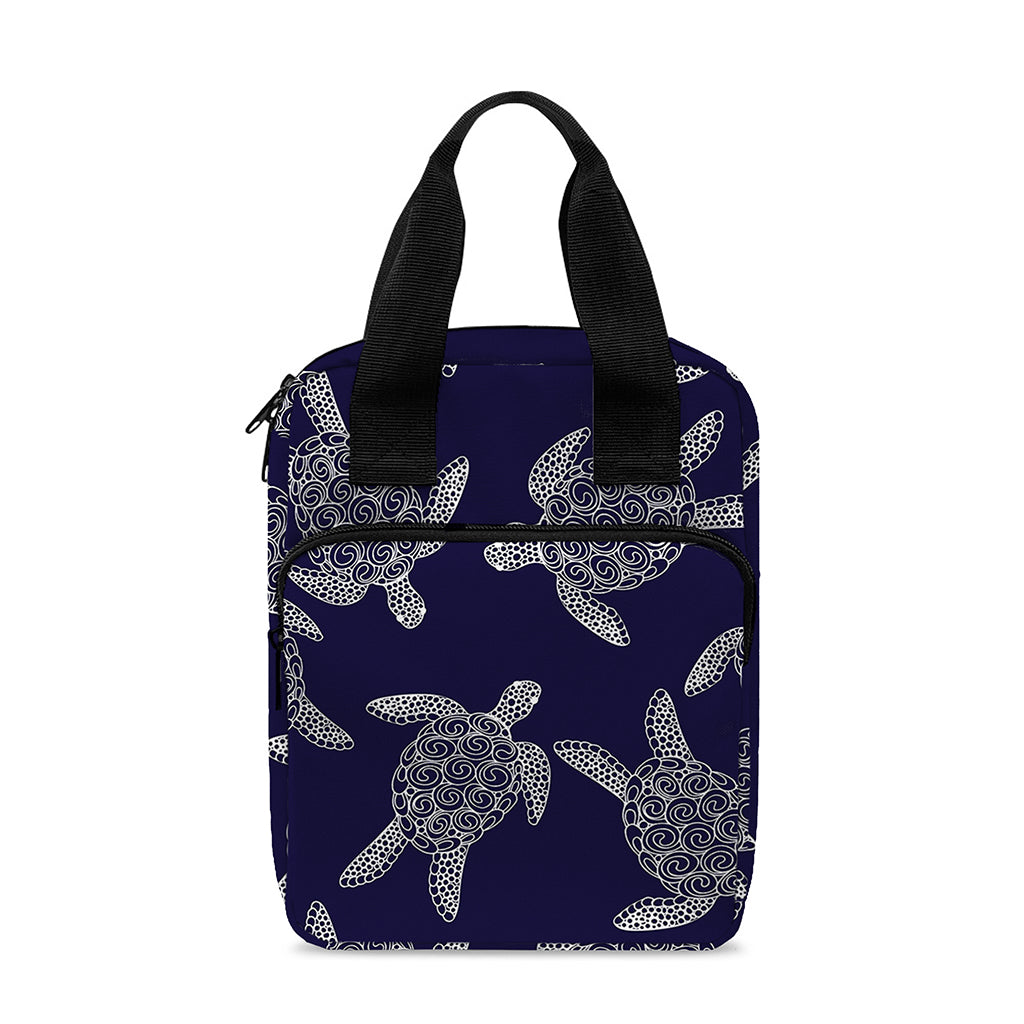 White And Blue Turtle Pattern Print Bible Tote Bag