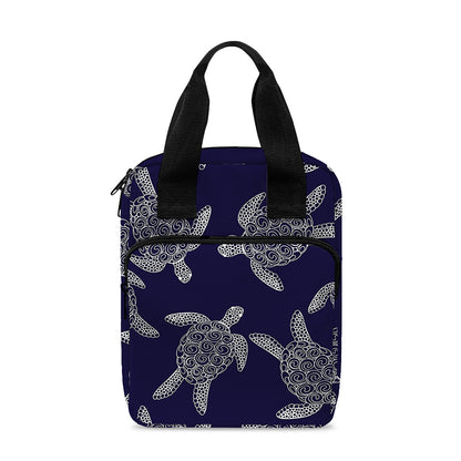 White And Blue Turtle Pattern Print Bible Tote Bag