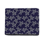White And Blue Turtle Pattern Print Bifold Wallet
