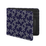 White And Blue Turtle Pattern Print Bifold Wallet