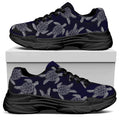White And Blue Turtle Pattern Print Black Chunky Shoes