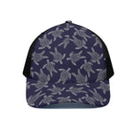 White And Blue Turtle Pattern Print Black Mesh Trucker Cap