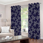 White And Blue Turtle Pattern Print Blackout Grommet Curtains