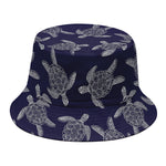 White And Blue Turtle Pattern Print Bucket Hat