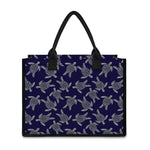 White And Blue Turtle Pattern Print Canvas Tote Bag