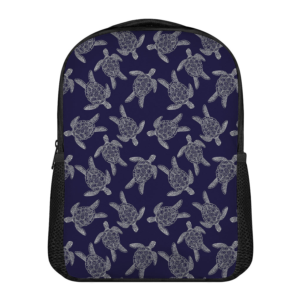 White And Blue Turtle Pattern Print Casual Backpack