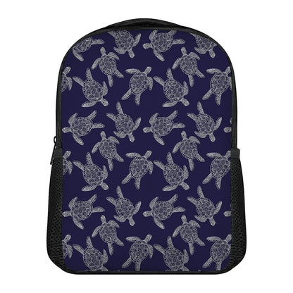White And Blue Turtle Pattern Print Casual Backpack