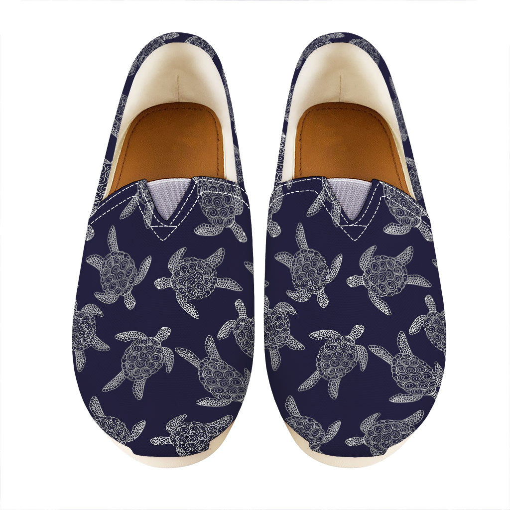 White And Blue Turtle Pattern Print Casual Shoes