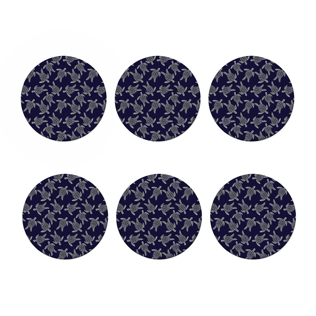 White And Blue Turtle Pattern Print Coaster Set