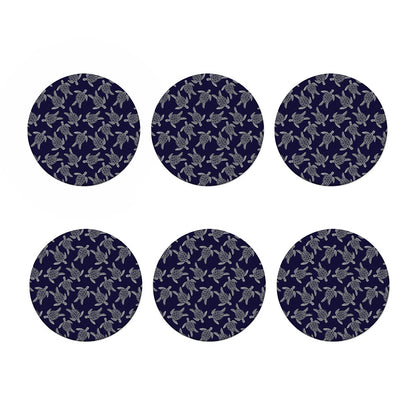 White And Blue Turtle Pattern Print Coaster Set