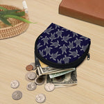 White And Blue Turtle Pattern Print Coin Purse