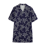 White And Blue Turtle Pattern Print Cotton Hawaiian Shirt