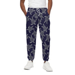 White And Blue Turtle Pattern Print Cotton Pants