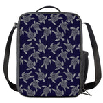 White And Blue Turtle Pattern Print Crossbody Lunch Bag