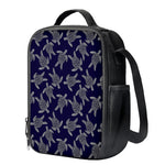 White And Blue Turtle Pattern Print Crossbody Lunch Bag